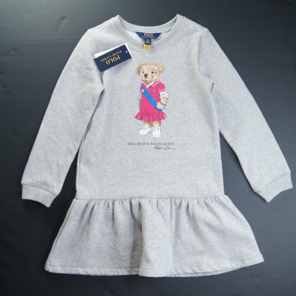 Polo by Ralph Lauren Grey Sweatshirt Dress with Bear Graphic
